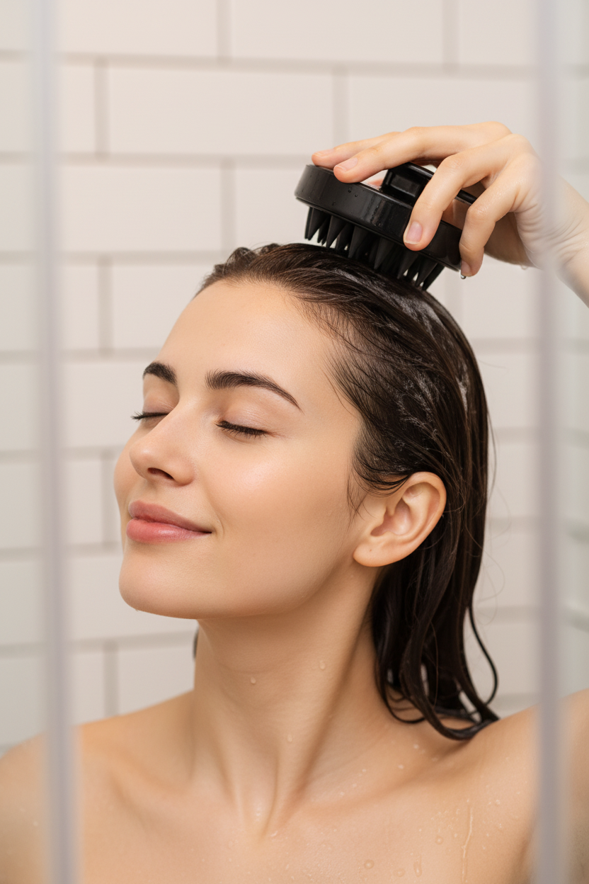Scalp Massager In Use