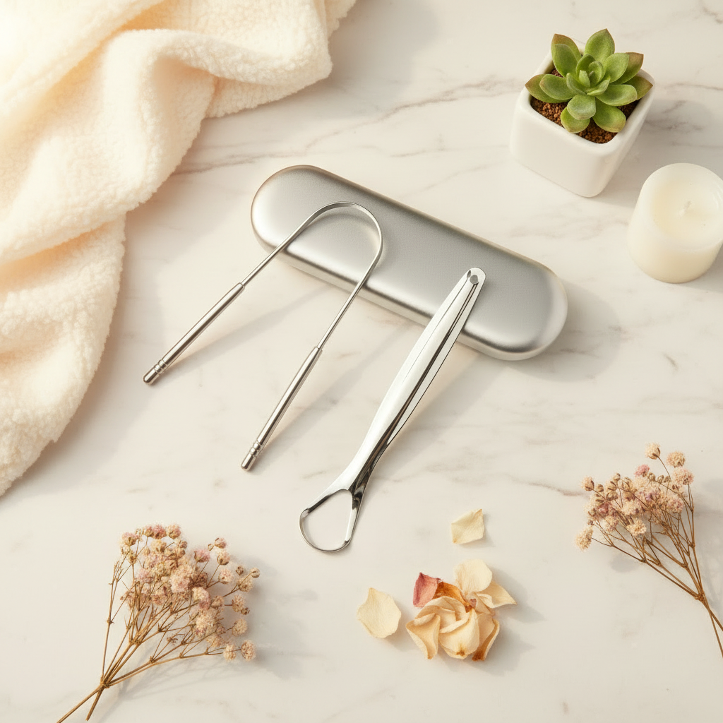 Tongue Scraper Flat Lay